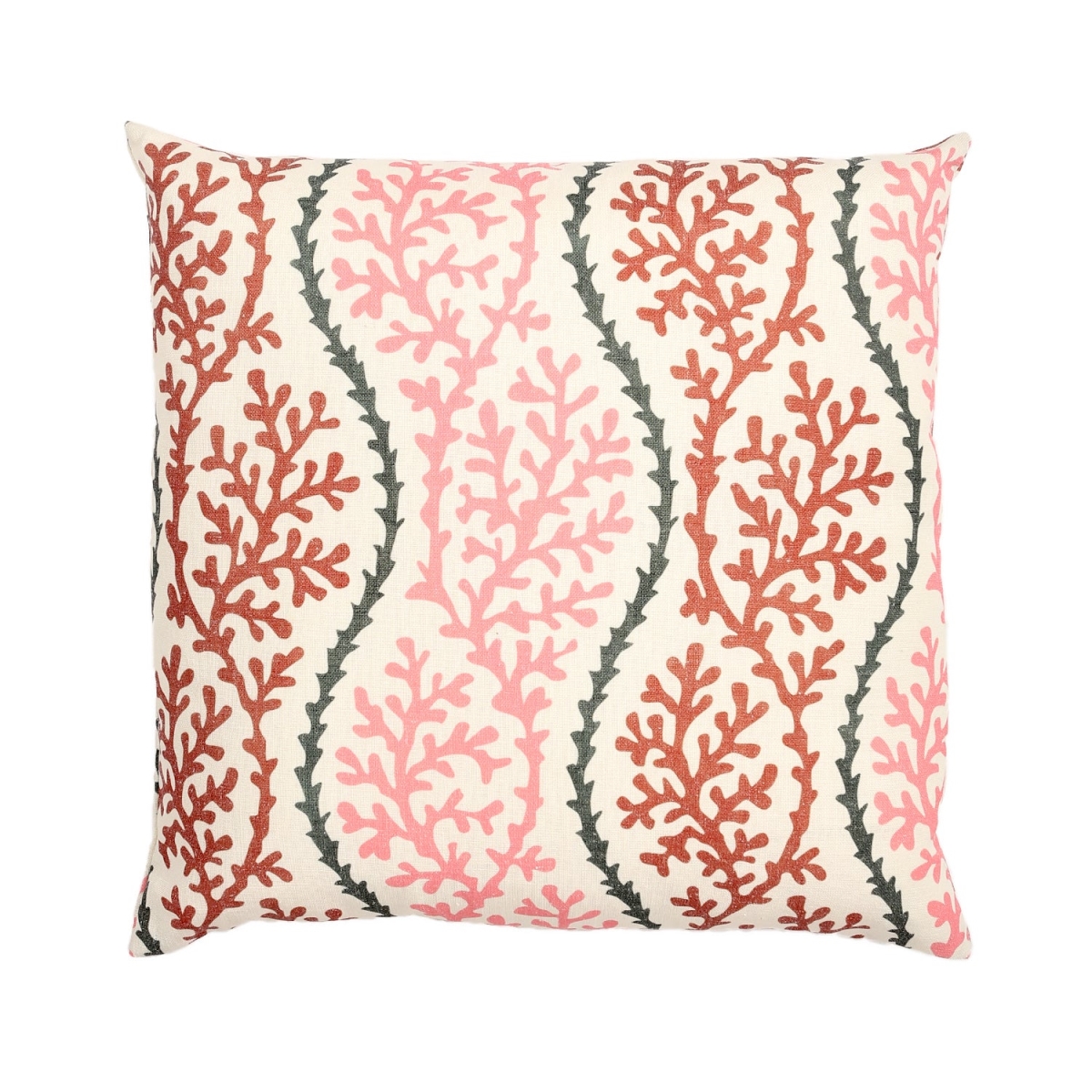 HU-MA2020TW05OP Pink And Brown Coral Pattern With Polyester Insert Pillow