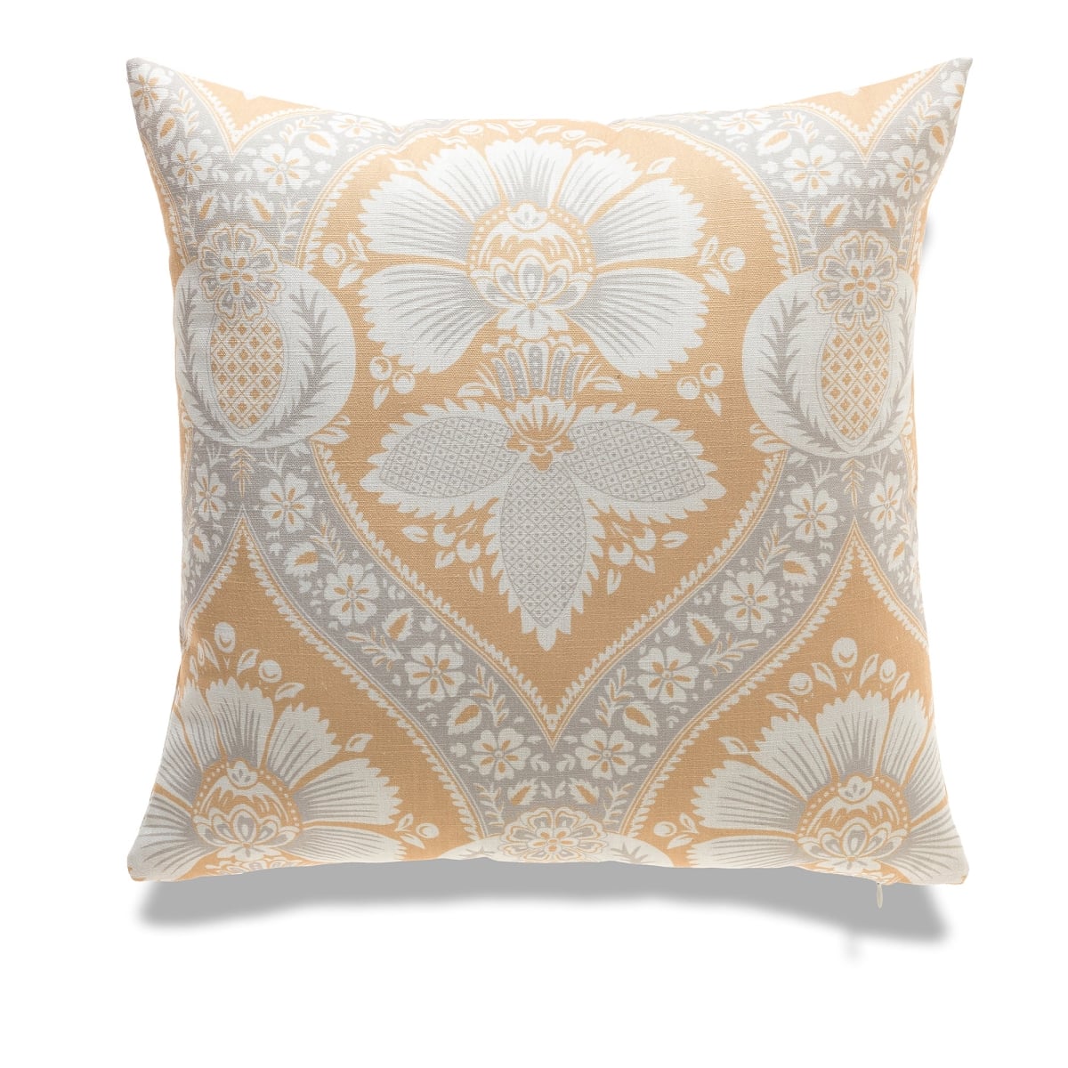 HU-FL2020TW01OF Gray Floral Patterns On Yellow With Feather Down Insert Pillow