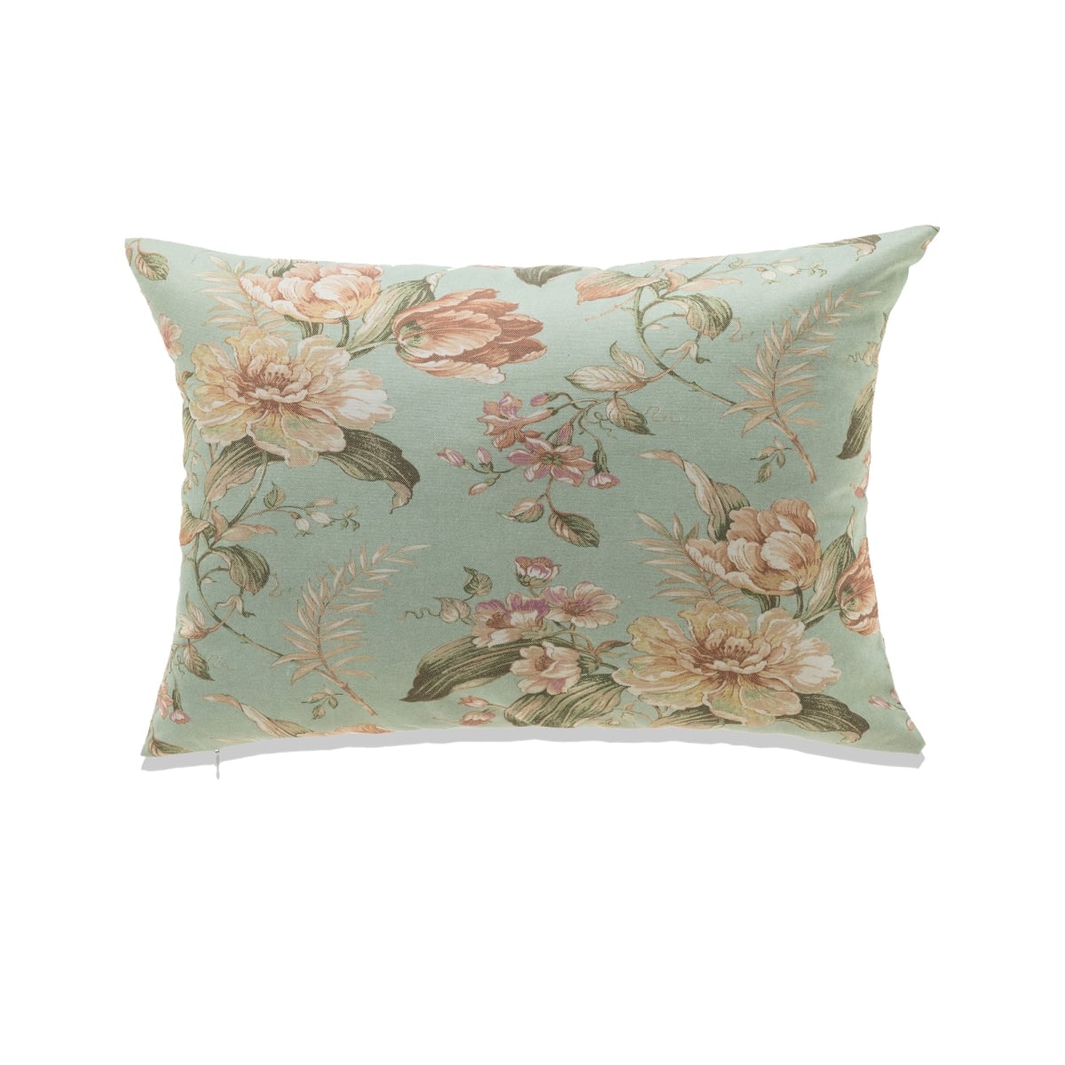 HU-FL1422JT21OP Pink Flowers On Light Green Background With Polyester Insert Pillow