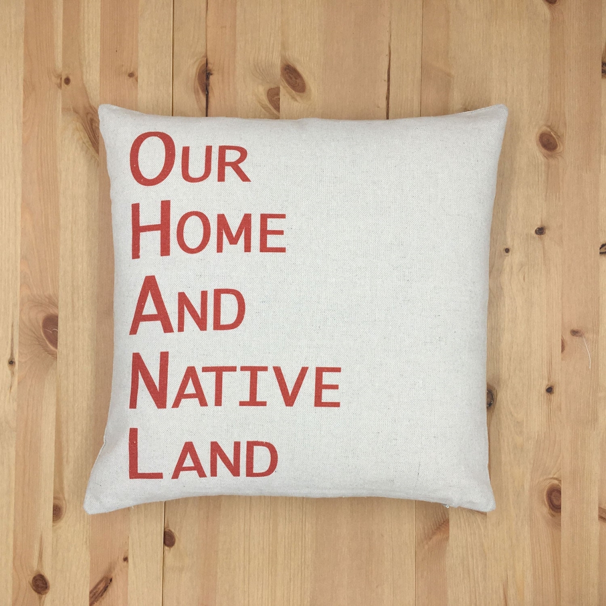 HU-OC1818IC03OP Red Our Home And Native Land With Polyester Insert Pillow