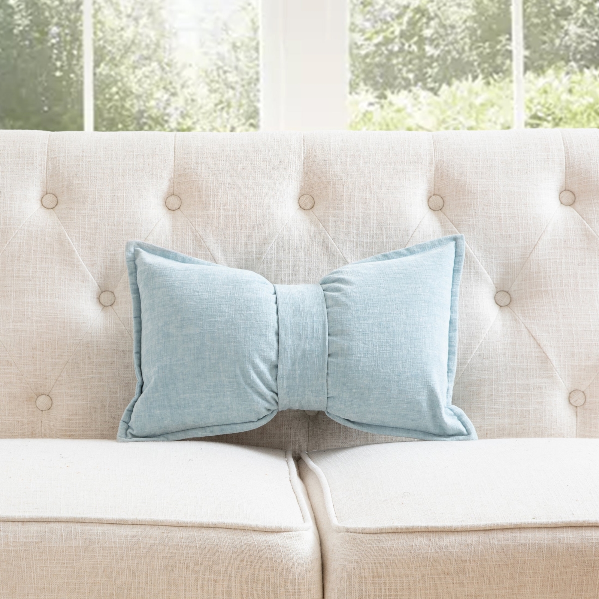 HU-SS1220EG03SBOP Sea Blue Chenille With Belt And Polyester Insert Pillow