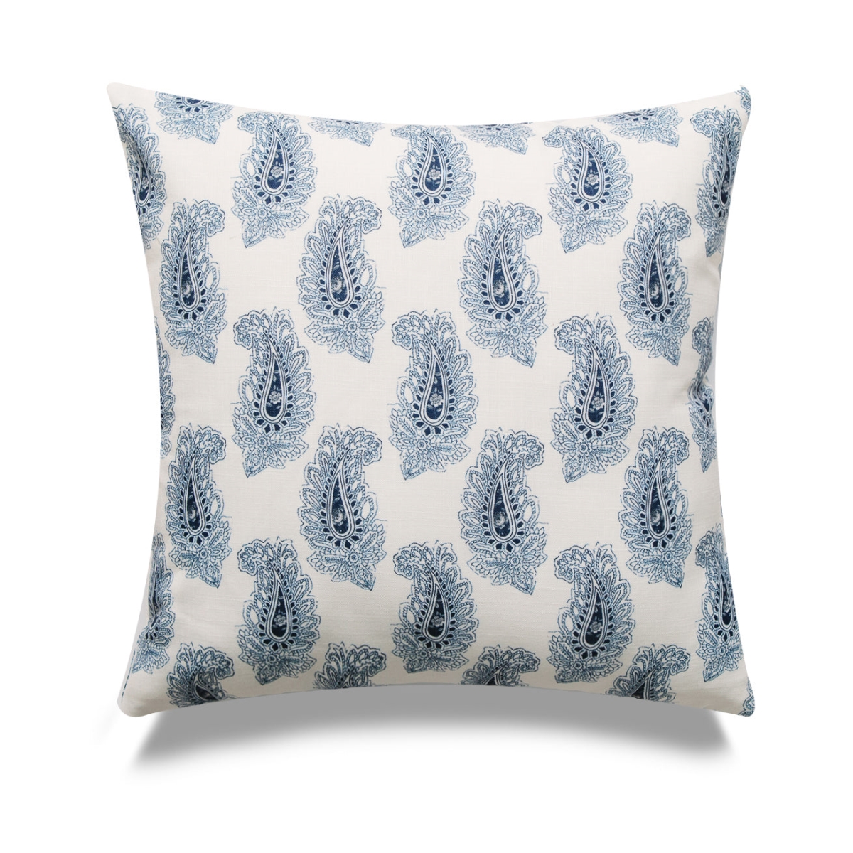 HU-MP2020JS12NVXX Square Navy Blue And White Paisley Print Pillow Cover