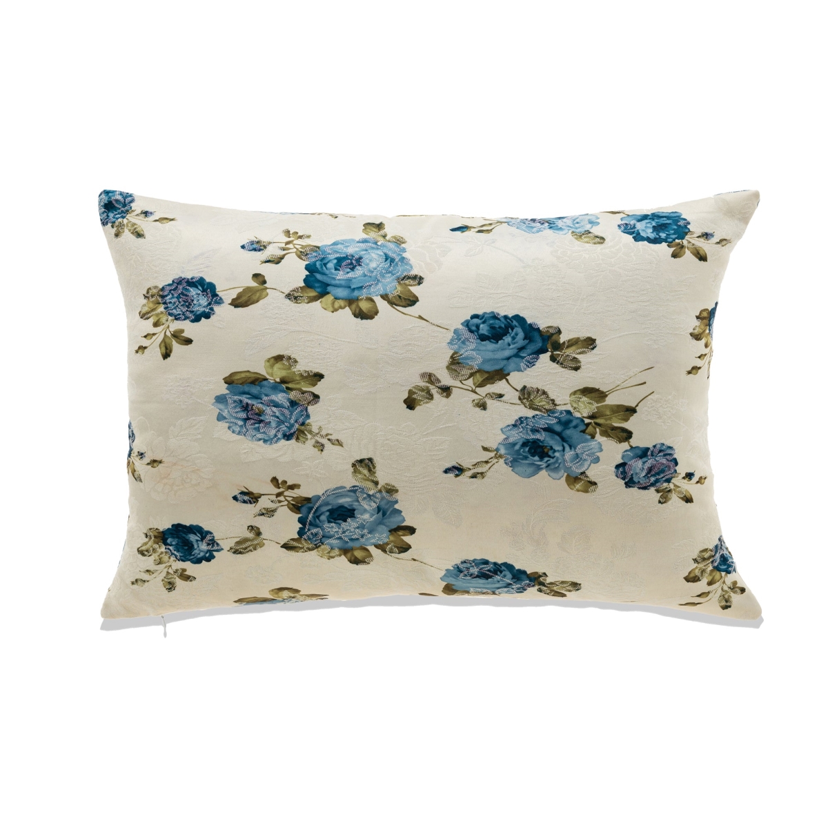HU-FL1422JT02XX Blue Roses On White Base Throw Pillow Cover