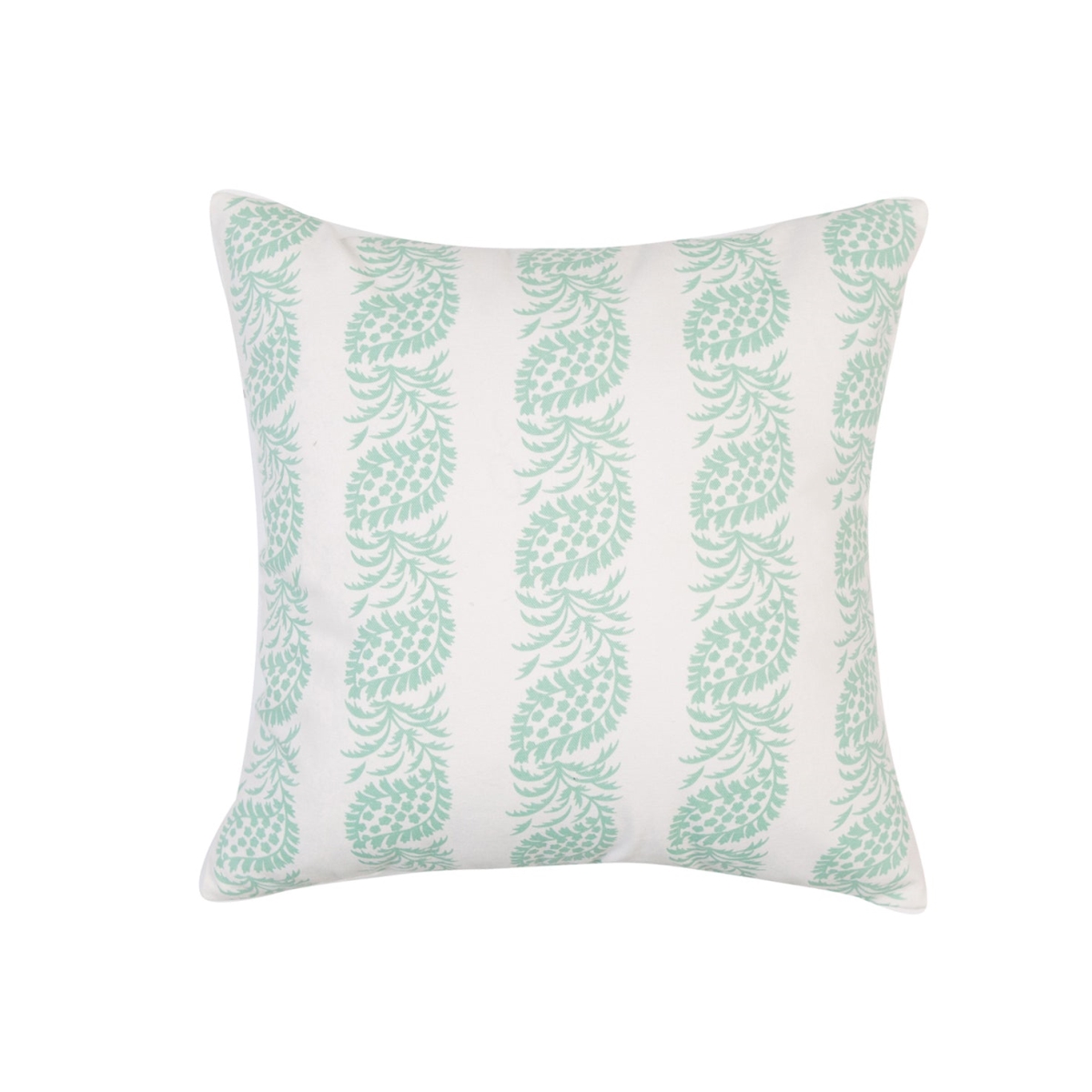 HU-MP2020JS01GROF White With Mint Green Block Pattern And Feather Down Insert Pillow