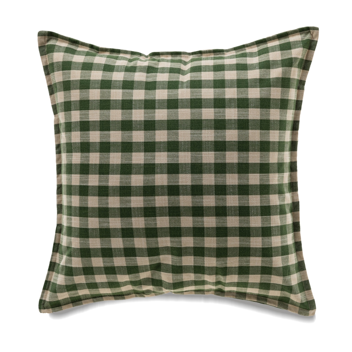 HU-MPBC2020JT02GROF Square Green And Beige Buffalo Check With Feather Down Insert Pillow