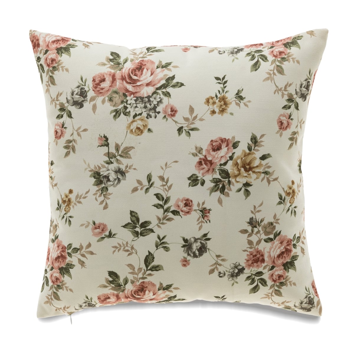 HU-FL1818JT12OP Pink Roses On Ivory With Polyester Insert Pillow
