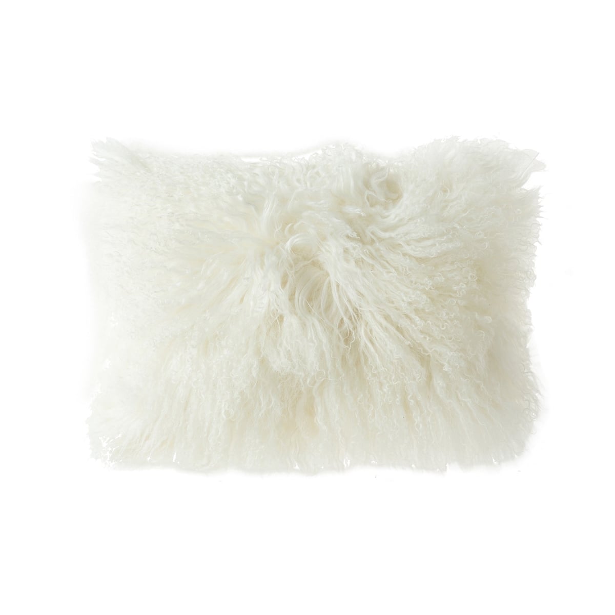 HU-MU1218JYWTOP White Mongolian Lamb Fur Lumbar With Polyester Insert Pillow