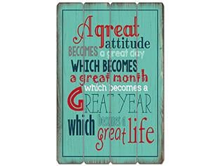IV-S17-G291 Great Attitude Wooden Sign Wall Decor