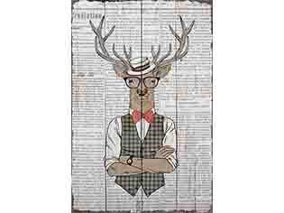 IV-S17-G311 Reindeer Wooden Sign Wall Decor