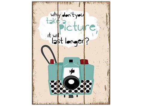 IV-S17-G325 Camera Wooden Sign Wall Decor