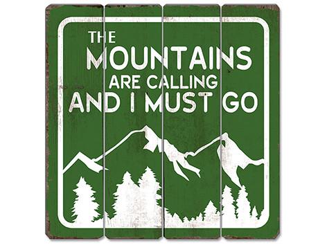 IV-S17-G404 Mountains Calling Wooden Sign Wall Decor