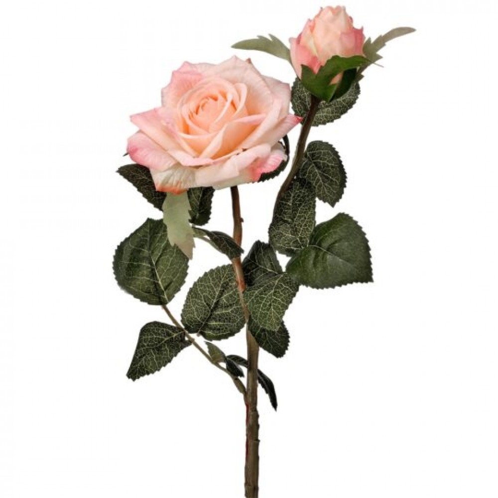 CM-RT889CP_Q01 Cream And Pink Juliette Rose With Bud Artificial Flower
