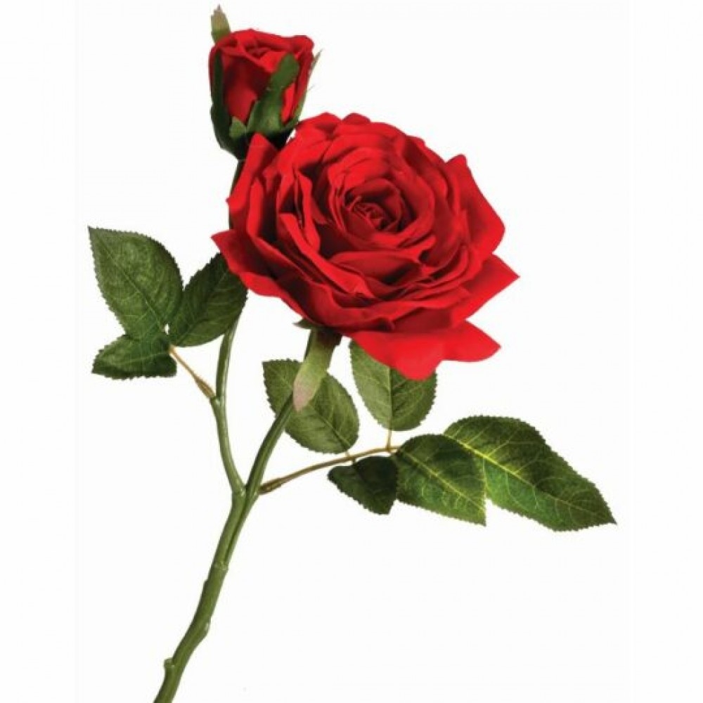 CM-RT898RD_Q01 Red Open Rose With Bud Pick Artificial Flower