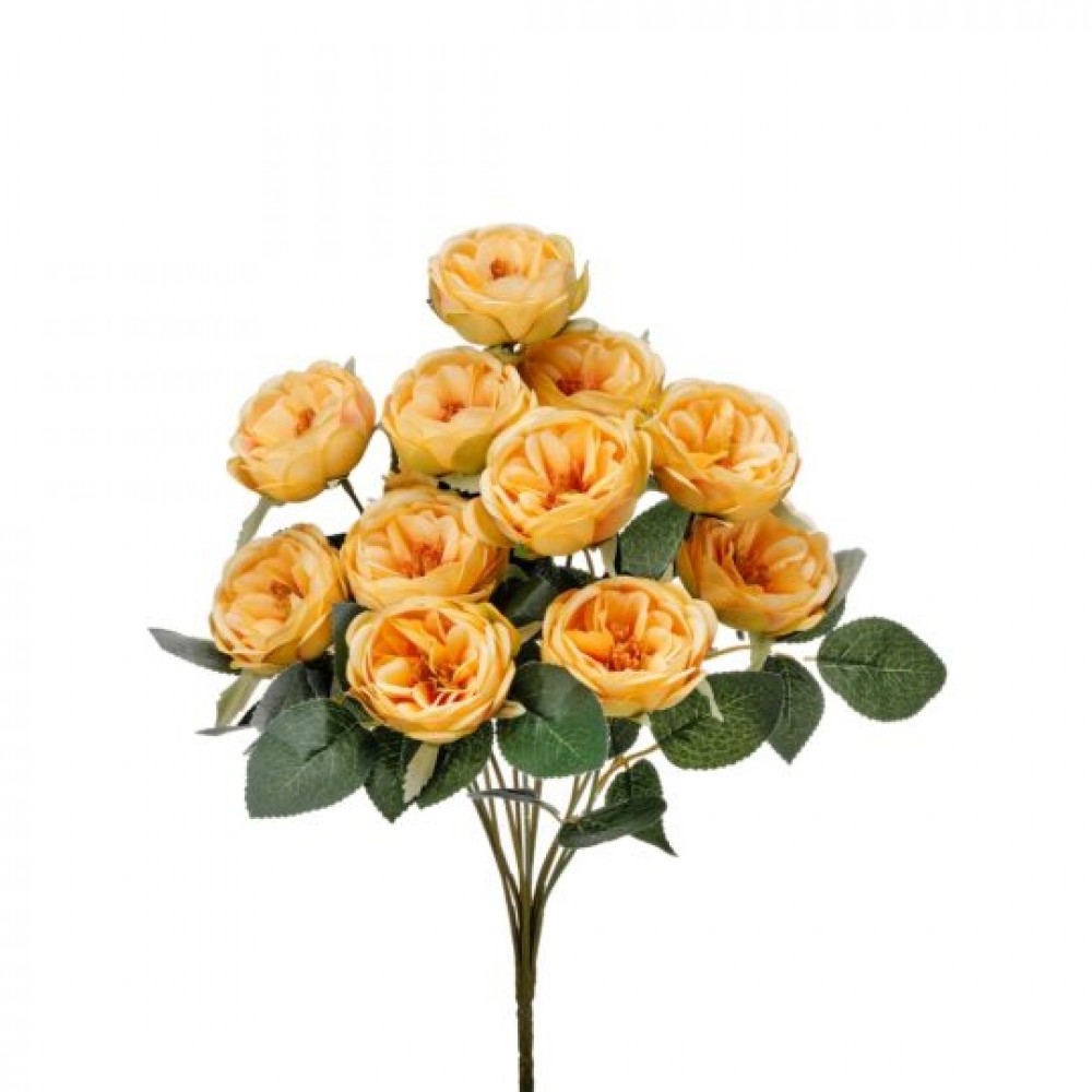CM-RT887YE_Q01 Yellow English Rose Bush Artificial Flowers