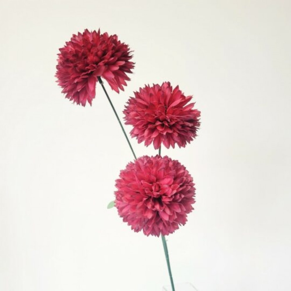 CM-GW252RD_Q01 Dark Red Pom Flower Spray Artificial Flower