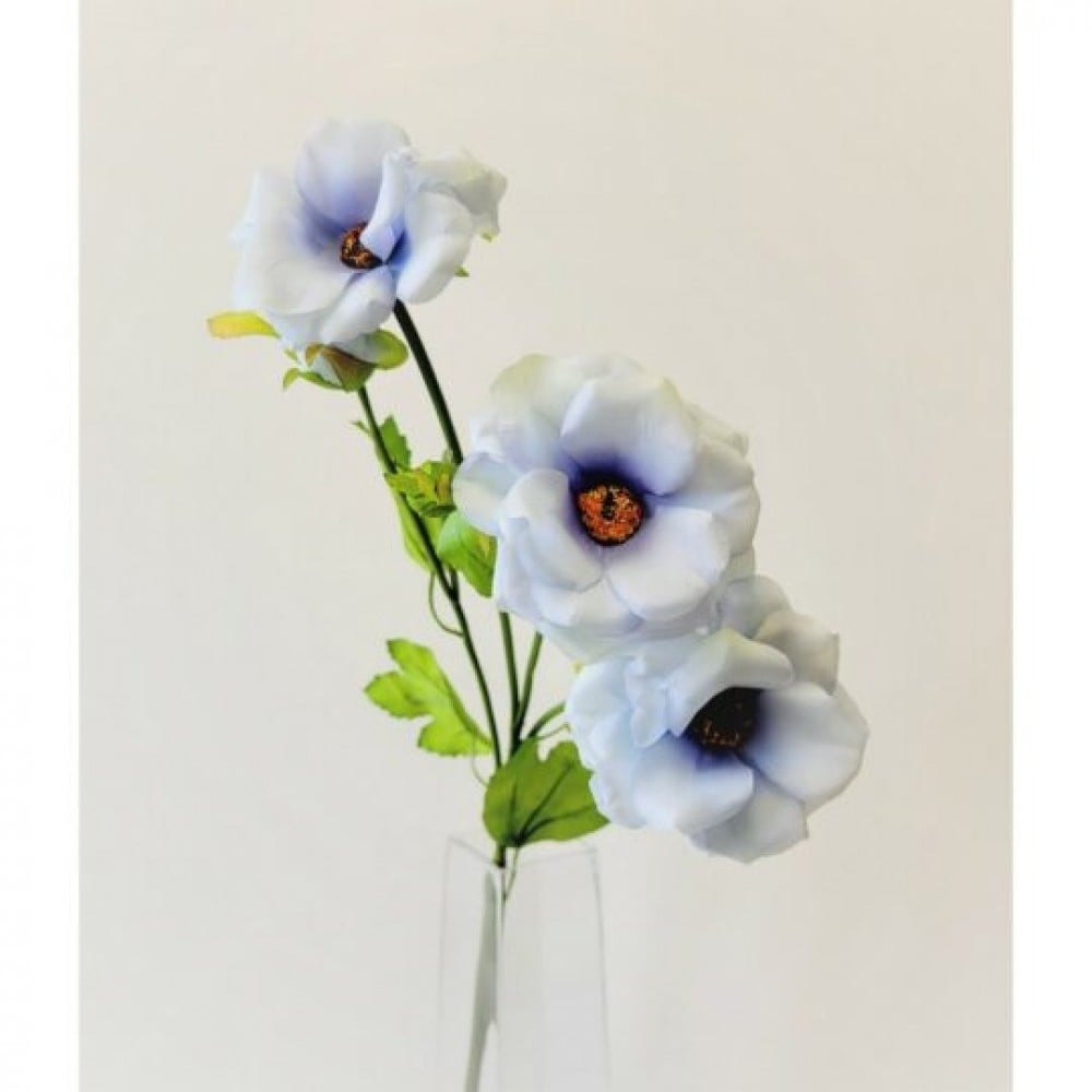 CM-GW613BL_Q01 Blue Butterfly Ranunculus Spray With Bud Artificial Flowers