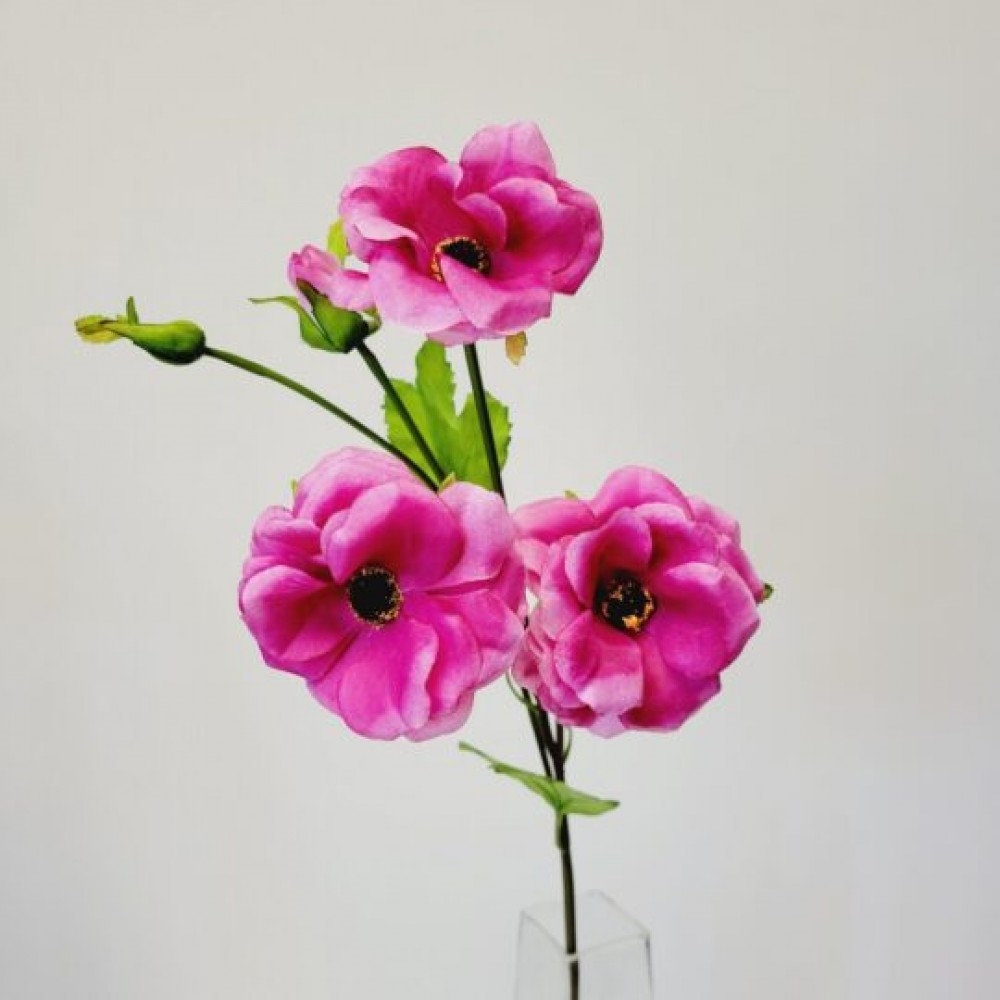 CM-GW613HP_Q01 Hot Pink Butterfly Ranunculus Spray Artificial Flowers