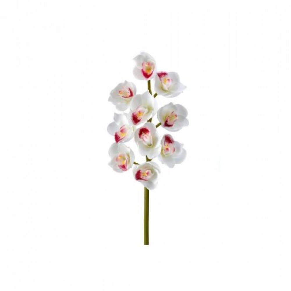 CM-RT922WH_Q01 White Real Touch Cymbidium Orchid Stem Artificial Flower