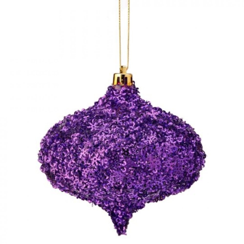CM-RT676PU_Q01 Purple Metallic Snowflake Covered Onion Ornament