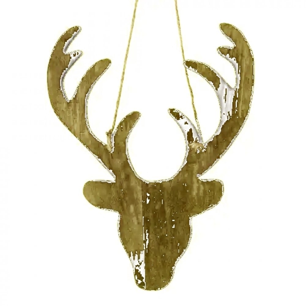 CM-RN007BR_Q01 Hanging Wooden Deer Head Decoration