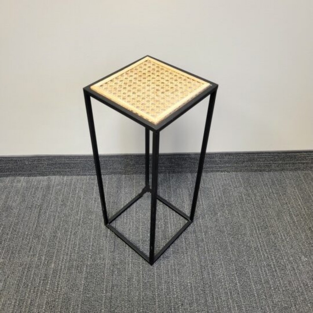 CM-NP111BK_Q01 Rattan Top With Metal Frame Side Plant Stand
