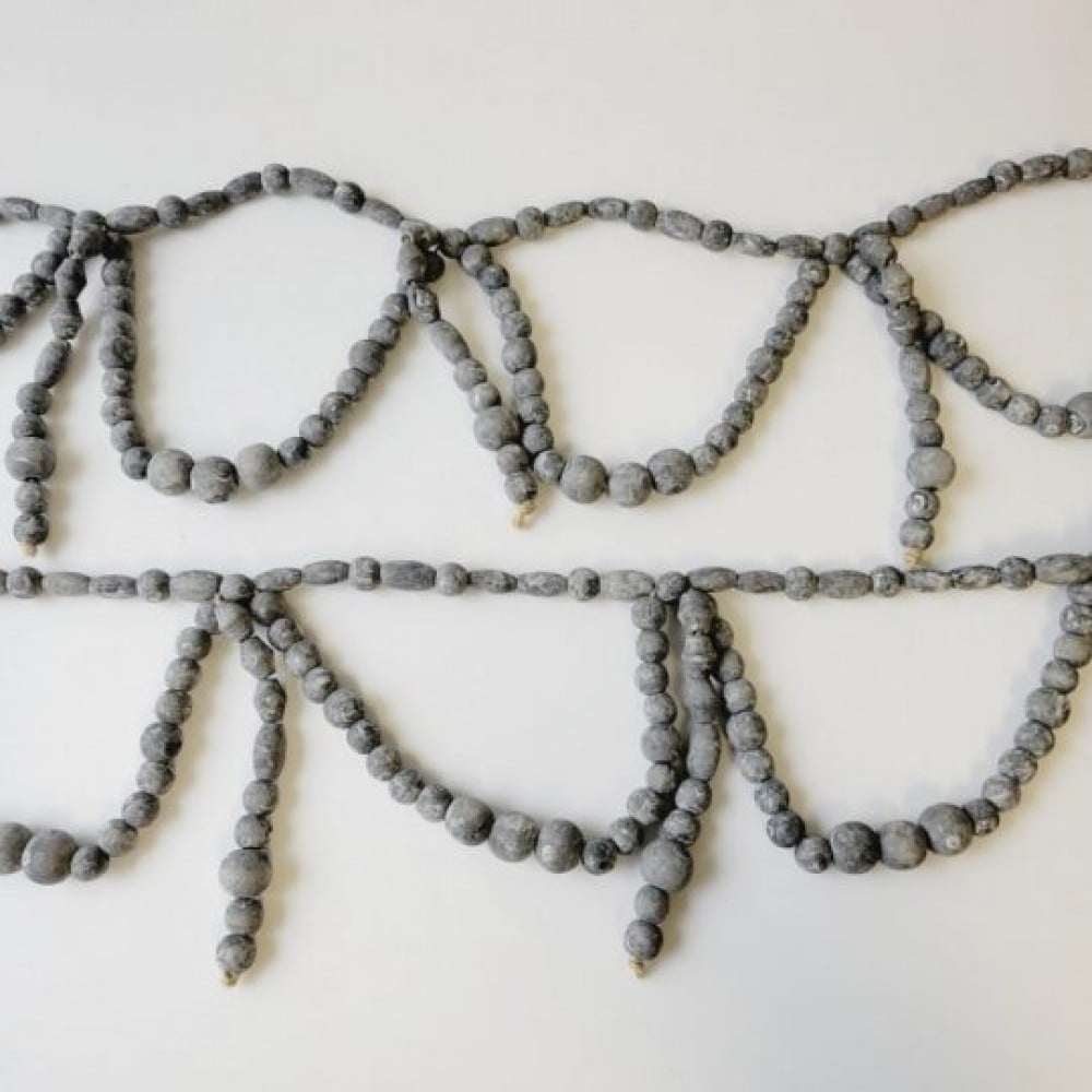 CM-OM433GY Gray Wooden Bead Garland