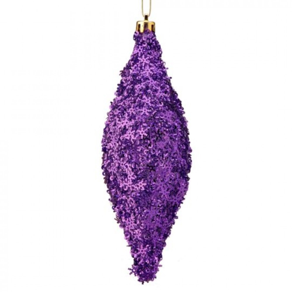 CM-RT675PU_Q01 Purple Metallic Snowflake Finial Ornament