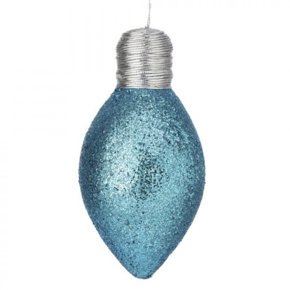 CM-RT469AQ_Q01 Aqua Glitter Light Bulb Shaped Ornament