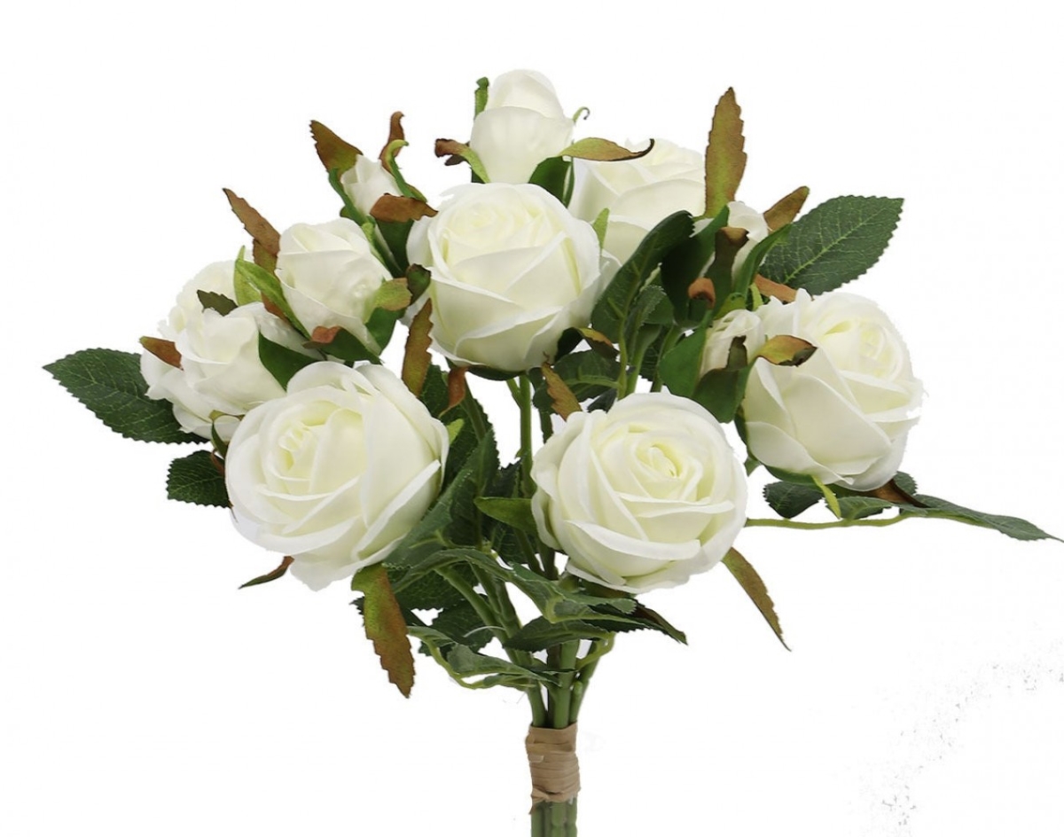 AI-FL4093CRW_Q01 Creamy White Rose Bouquet Artificial Flower
