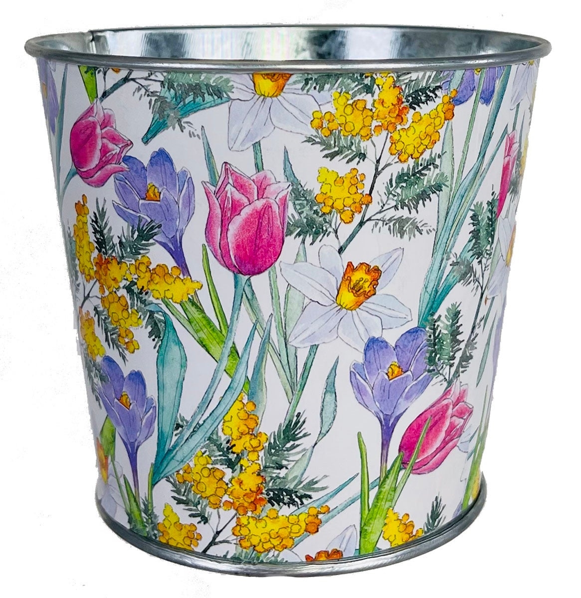 AI-GA3668MUL_Q01 Spring Blooms Printed Metal Planter