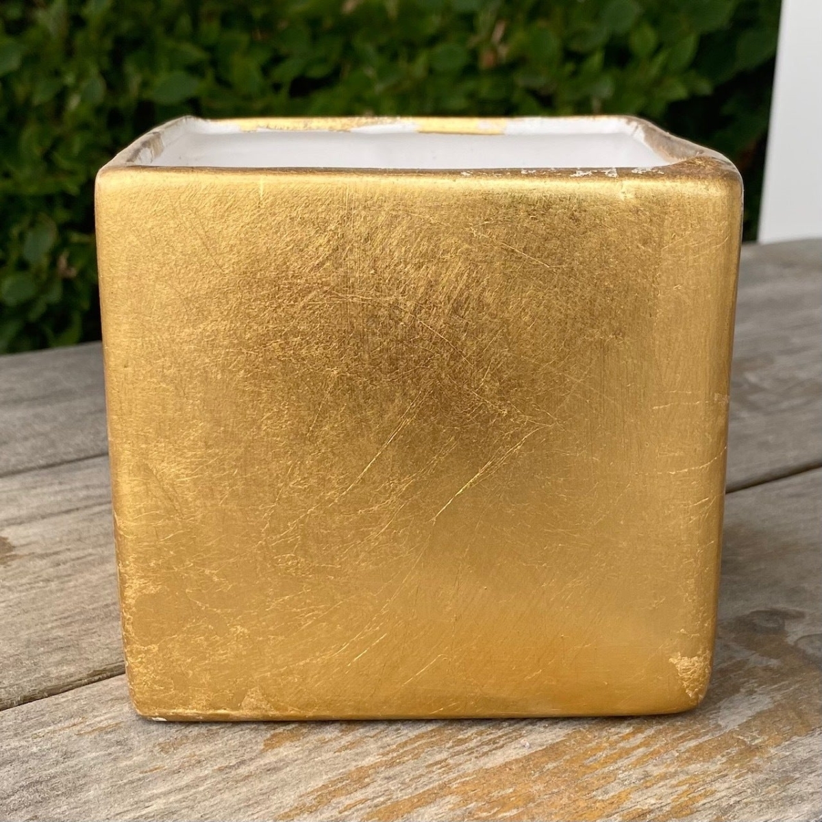 Gold Foil Painted Square Planter
