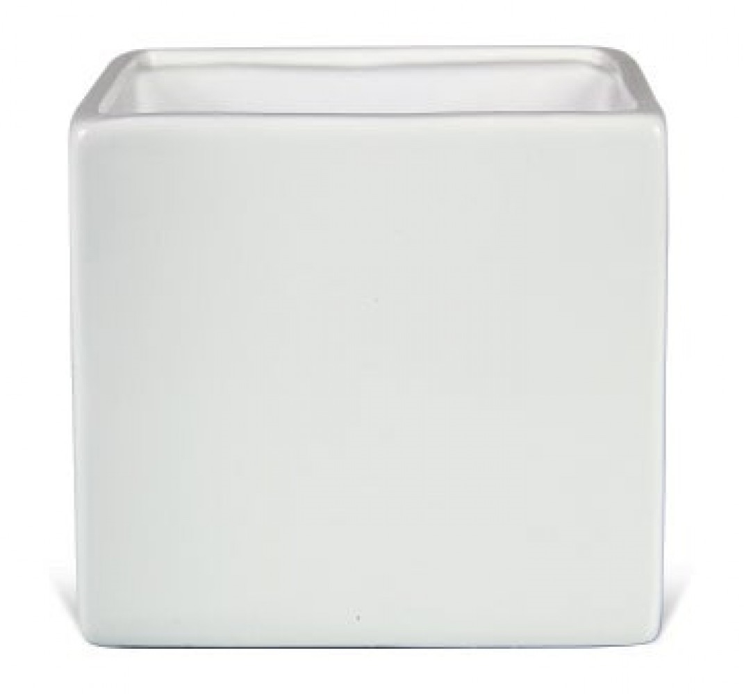AI-CE01-299_Q01 Glazed White Square Planter