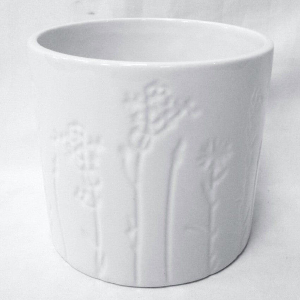 White Wildflowers Planter - 4-Inch - Dolomite Material