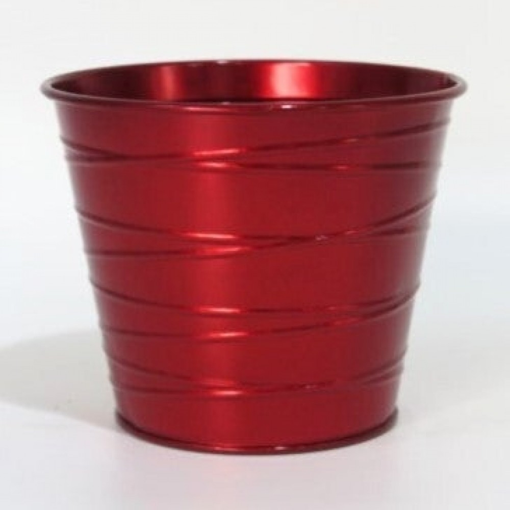 AI-GA3500CCR_Q01 Ruby Red With Lines Metal Planter