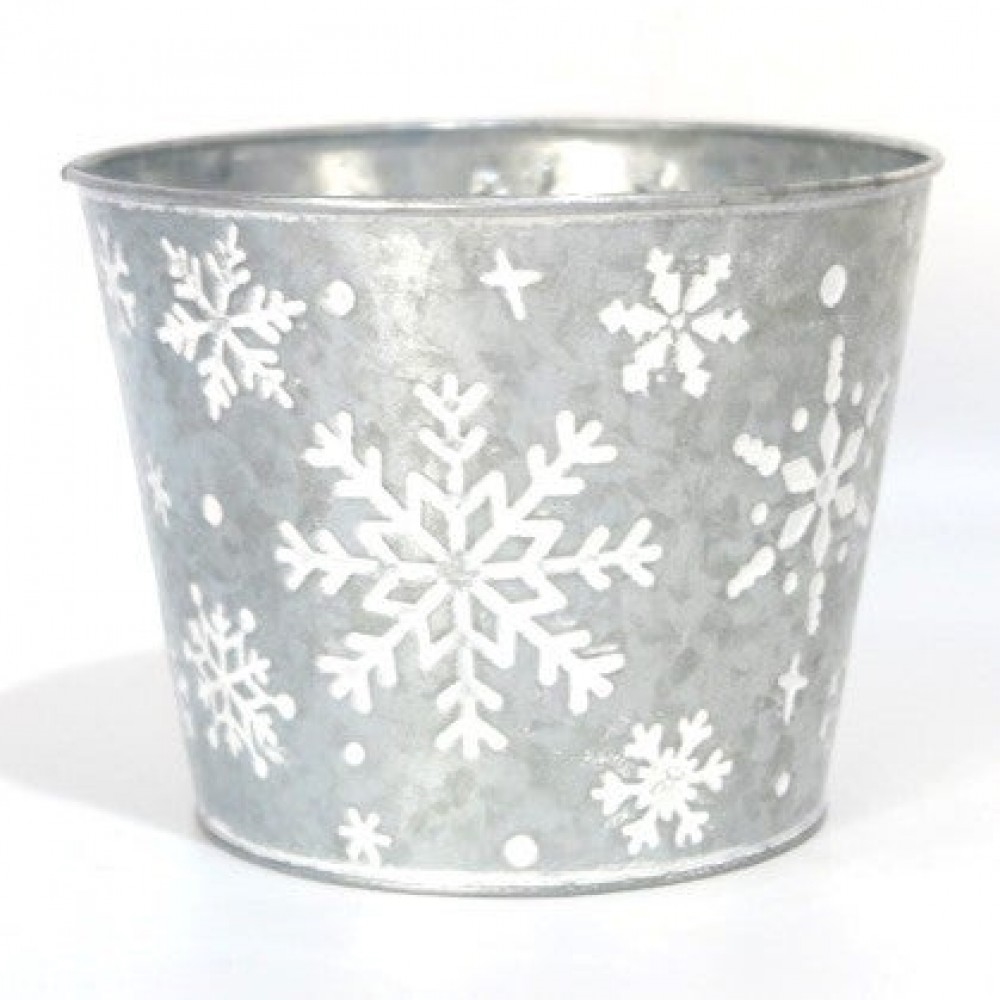 AI-GA3510-1053_Q01 Snowflakes On Metal Planter