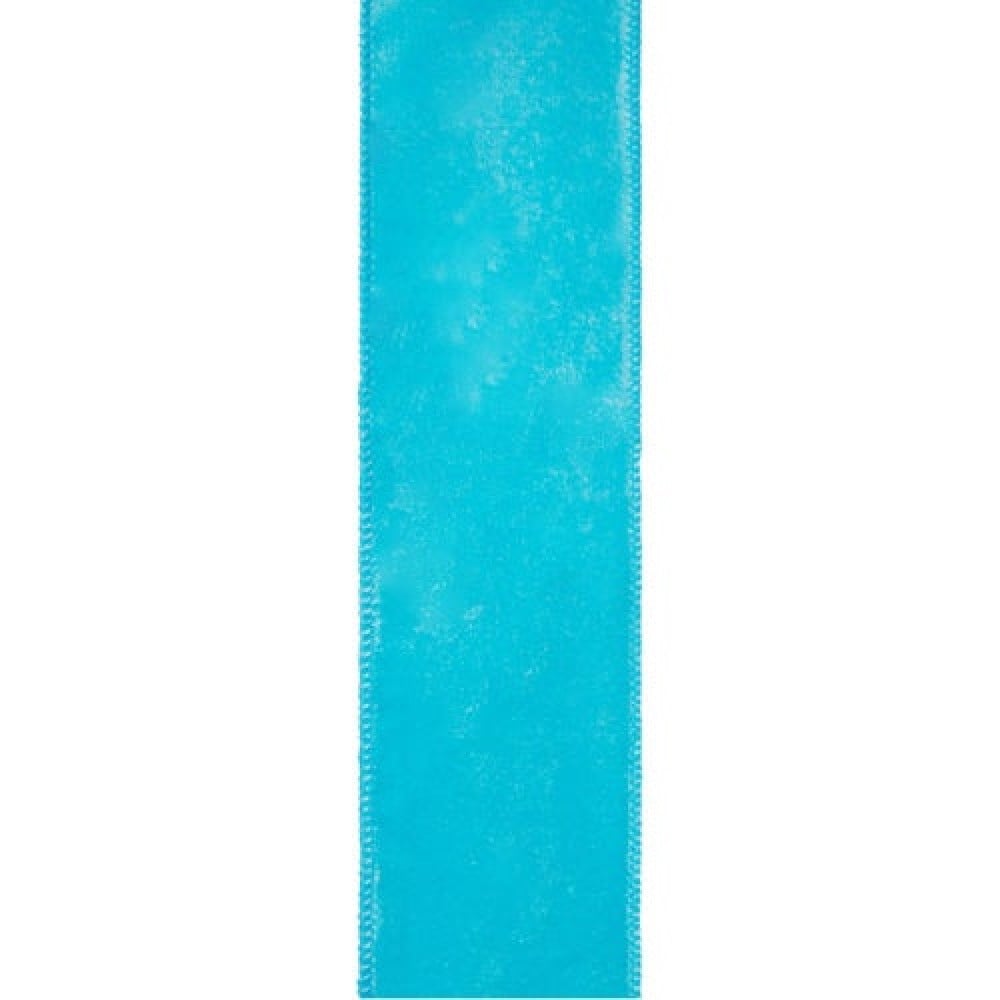 AI-905240314 2.5'X10Yds Leno Aqua Wired Ribbon