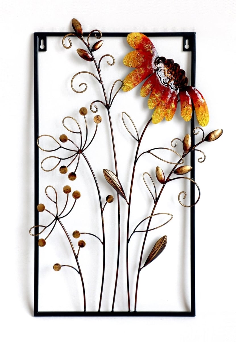 AI-GG9624_Q01 Metal Frame With Flowers Wall Decor