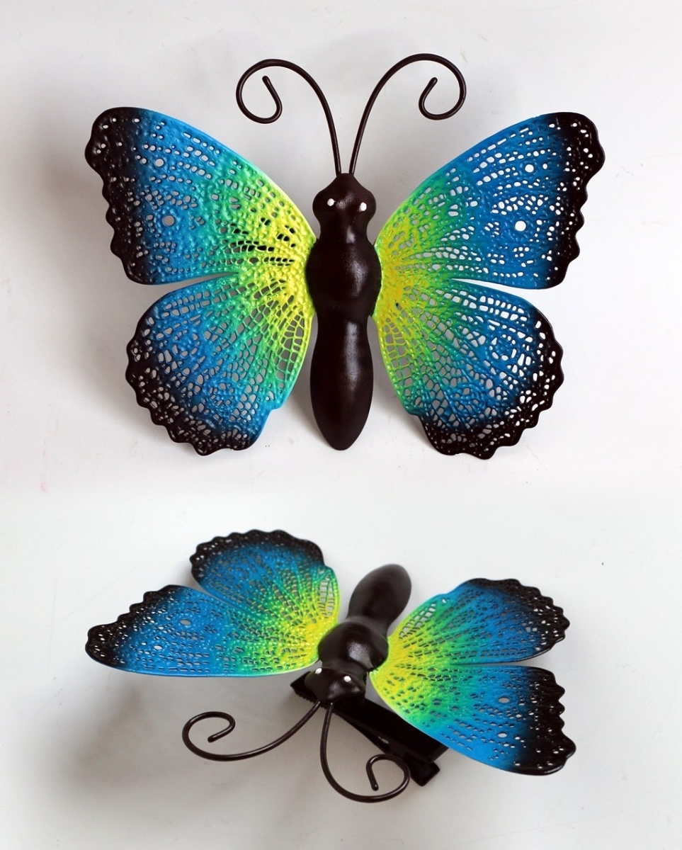 AI-GG9627_Q01 Blue And Green Clip On Butterfly Wall Decor