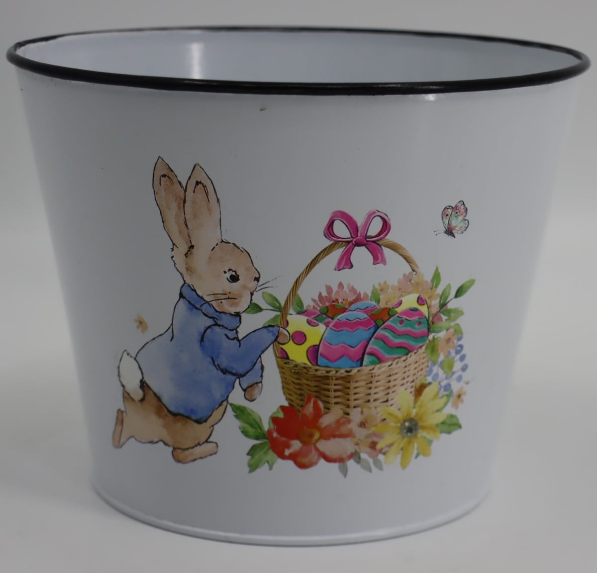 AI-GA3510-506_Q01 Metal With Bunny And Eggs Decal Planter