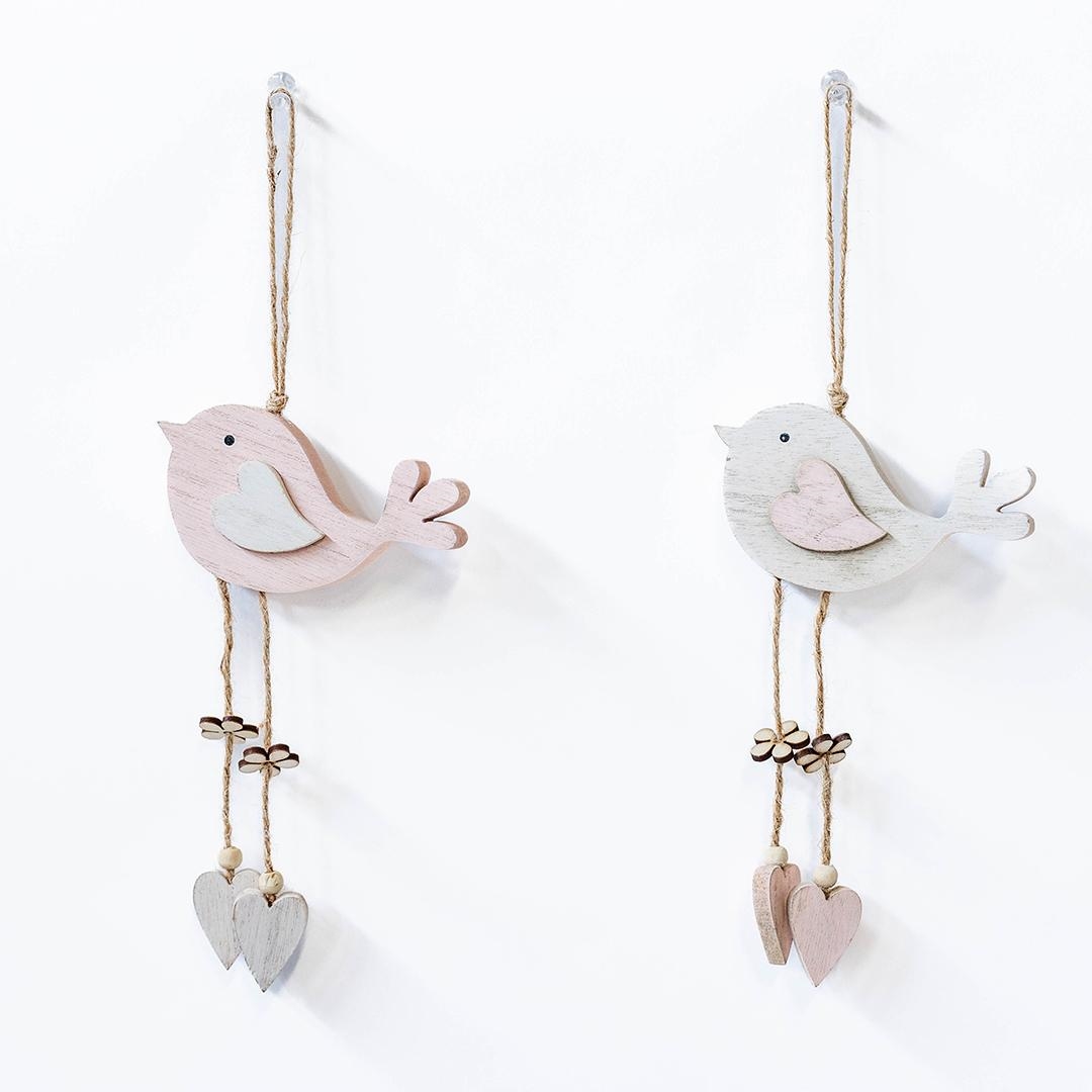 FP-HUS-448 Set Of 2 Assorted- Birds With Hearts Hanging Decorations