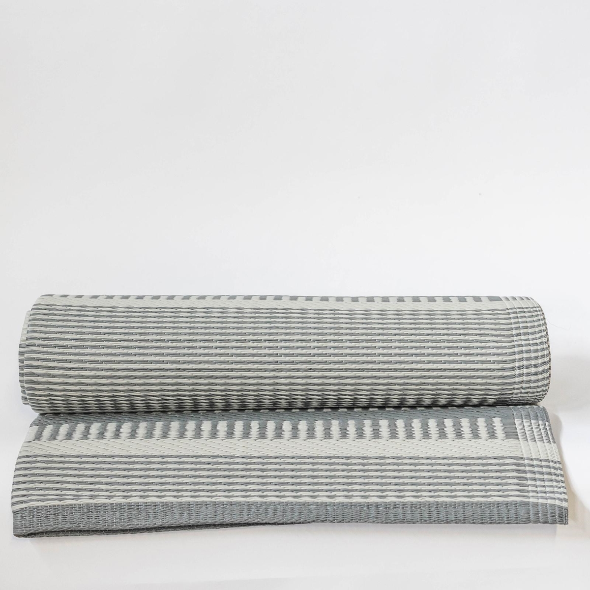 FP-IRL-008-S Gray And White Striped Outdoor Rug