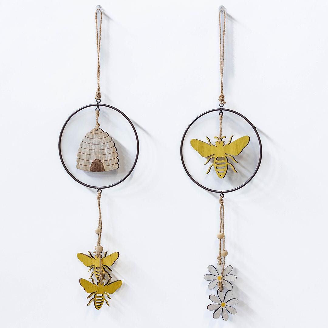 FP-HUS-447 Set Of 2 Assorted Styles Bees Hanging Decorations