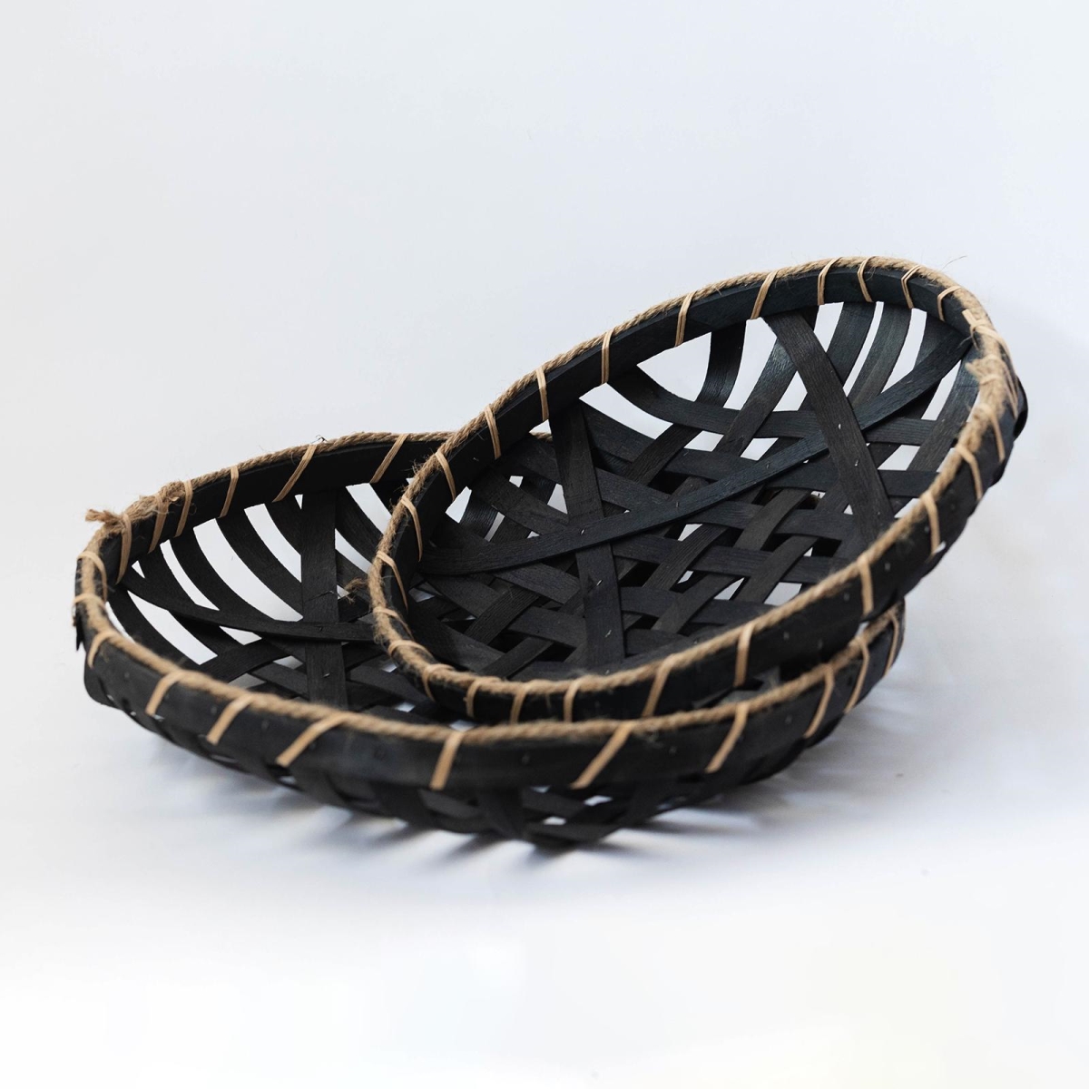 Picture of MDR Trading Inc. FP-MAC-171-Bl Set Of 2 Circular Dark Brown Woven Trays