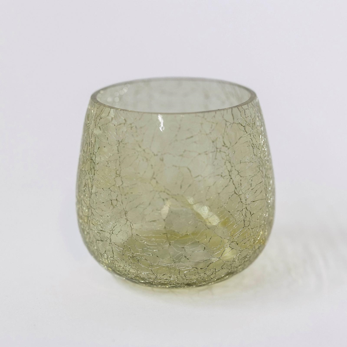 FP-IMW-047_Q01 Light Yellow Crackled Glass Candle Holder