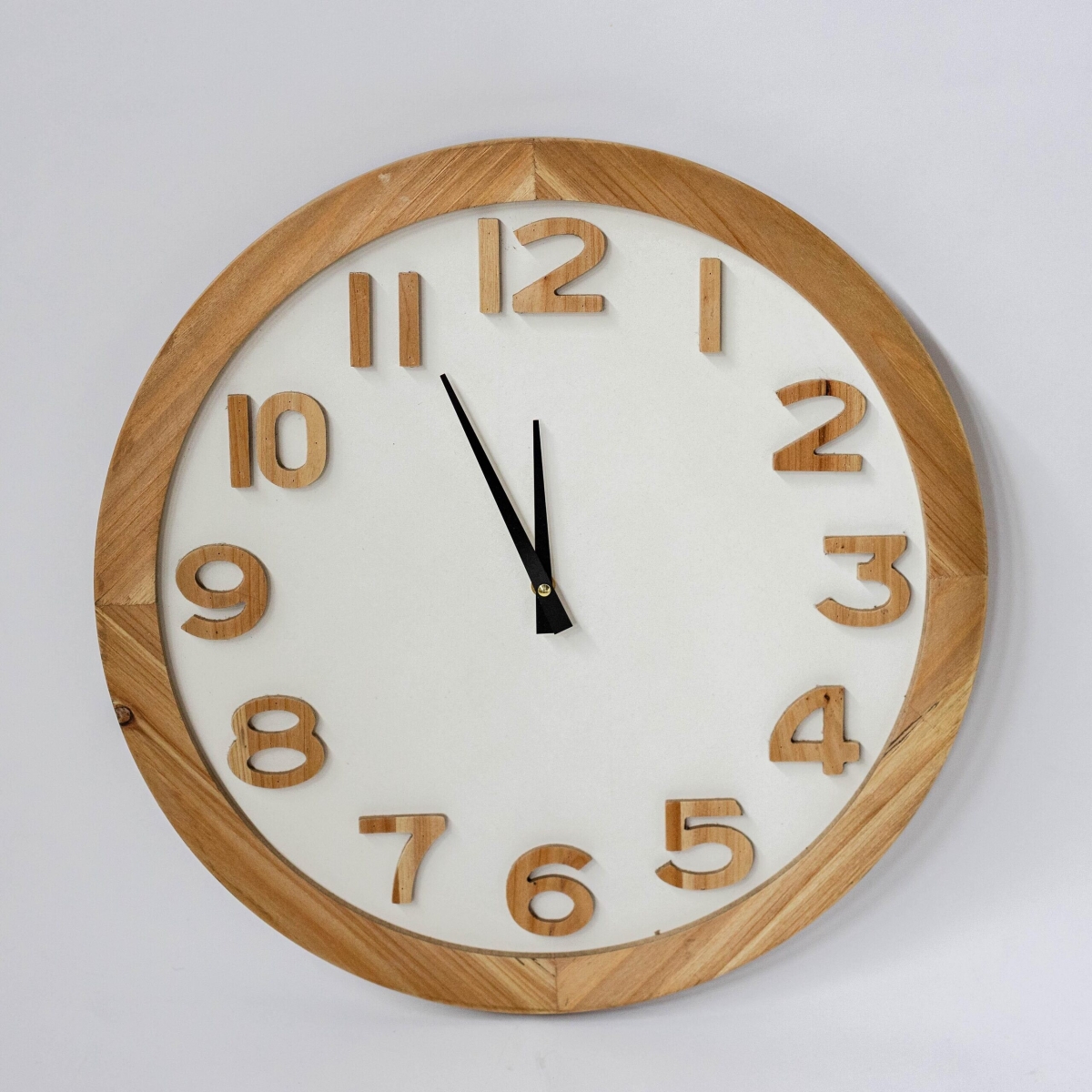 FP-MIN-382 Brown Frame And Numbers On White Wall Clock