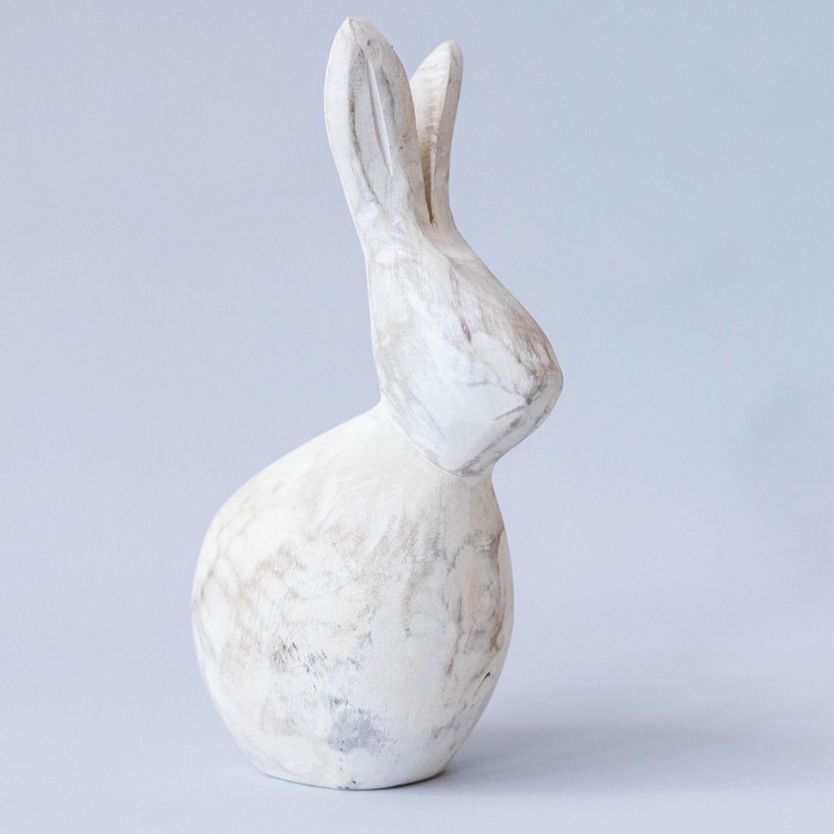 FP-IMW-021_Q01 Simple Washed White Carved Bunny Figurine