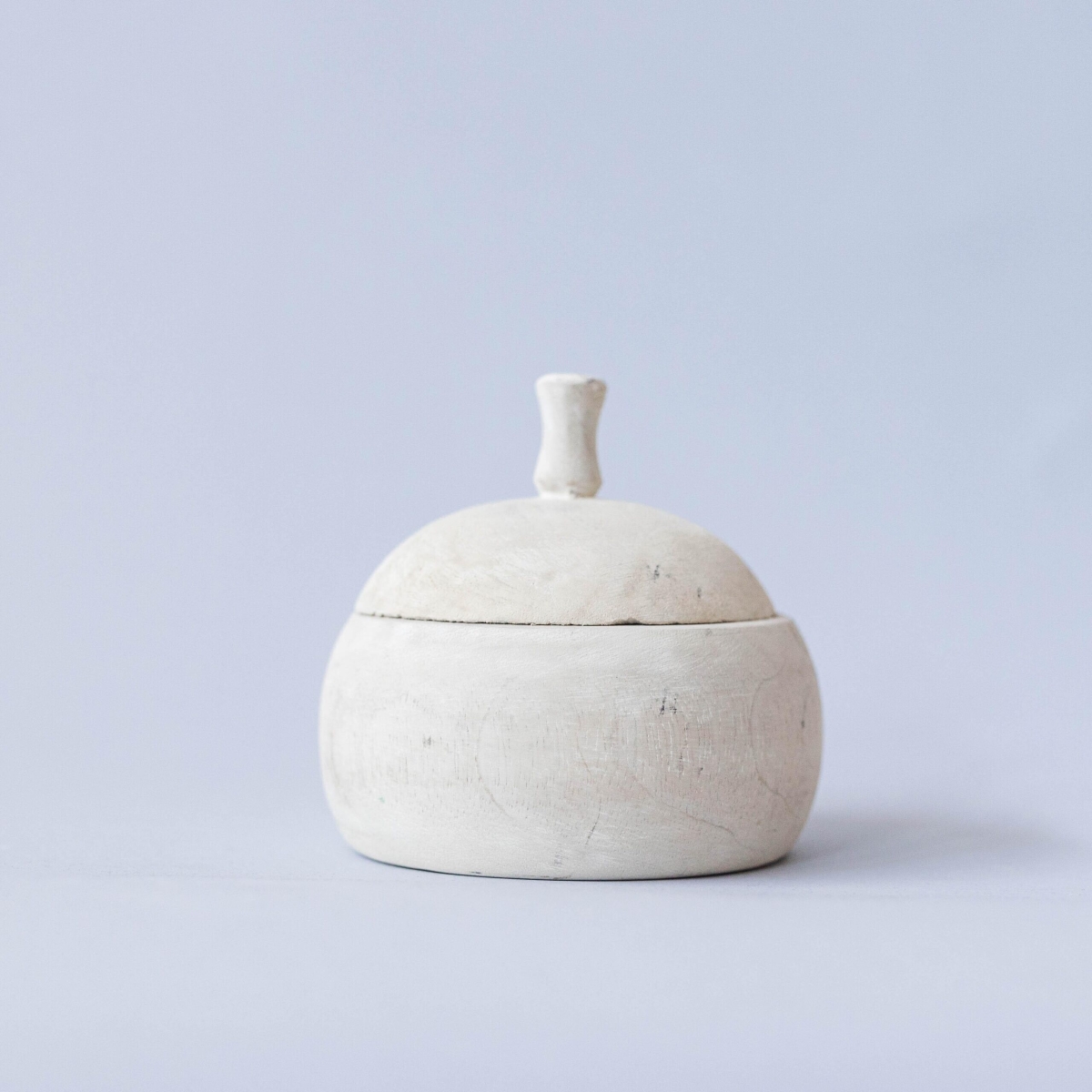 FP-IMW-020_Q01 Washed White Lidded Decorative Wooden Jar