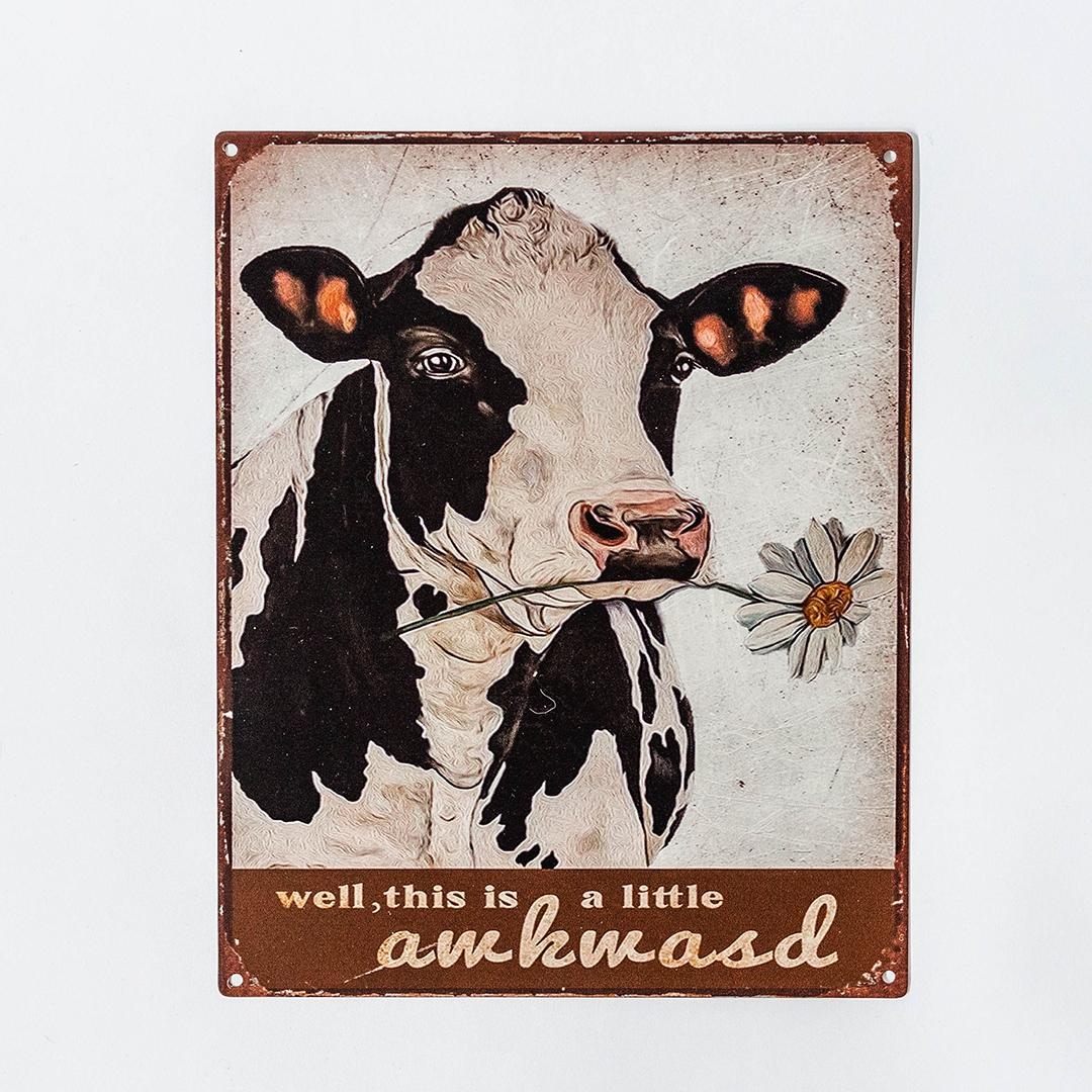 FP-MIN-362 Well This Is A Little Awkward With Cow Holding A Daisy Sign