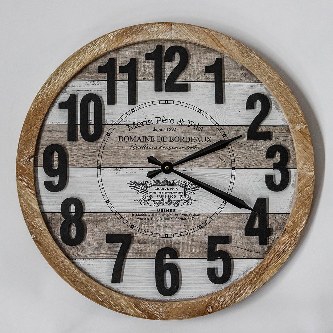 FP-MIN-380 Plank Look With Black Numbers Wall Clock