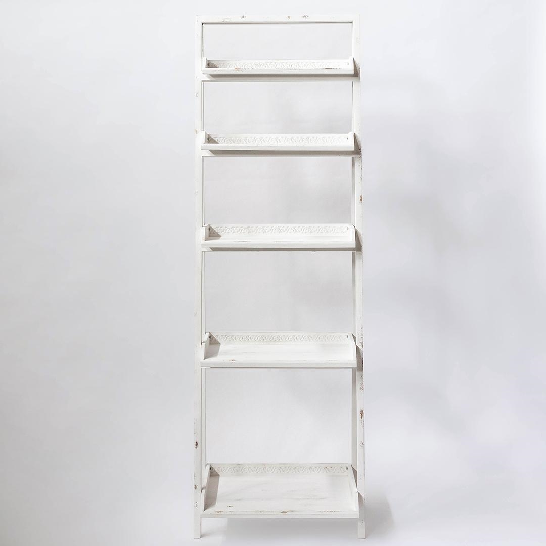 FP-FWP-191-Wt Washed White 5 Shelves Plant Stand
